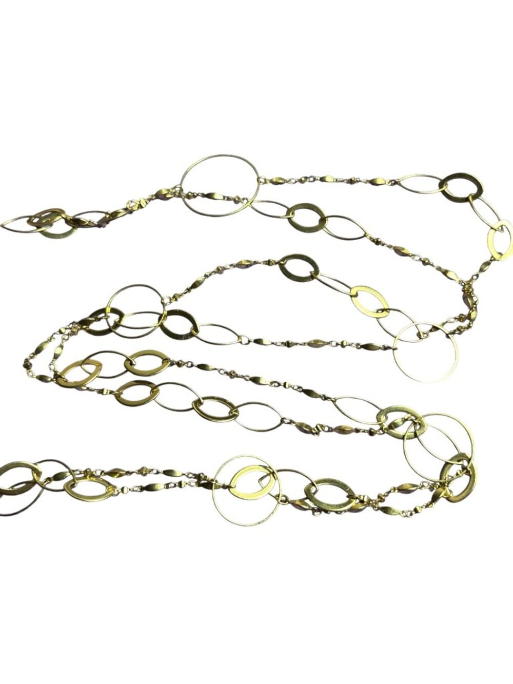 Goldtone Geometric Chain Necklace No Clasp 58 inches Long